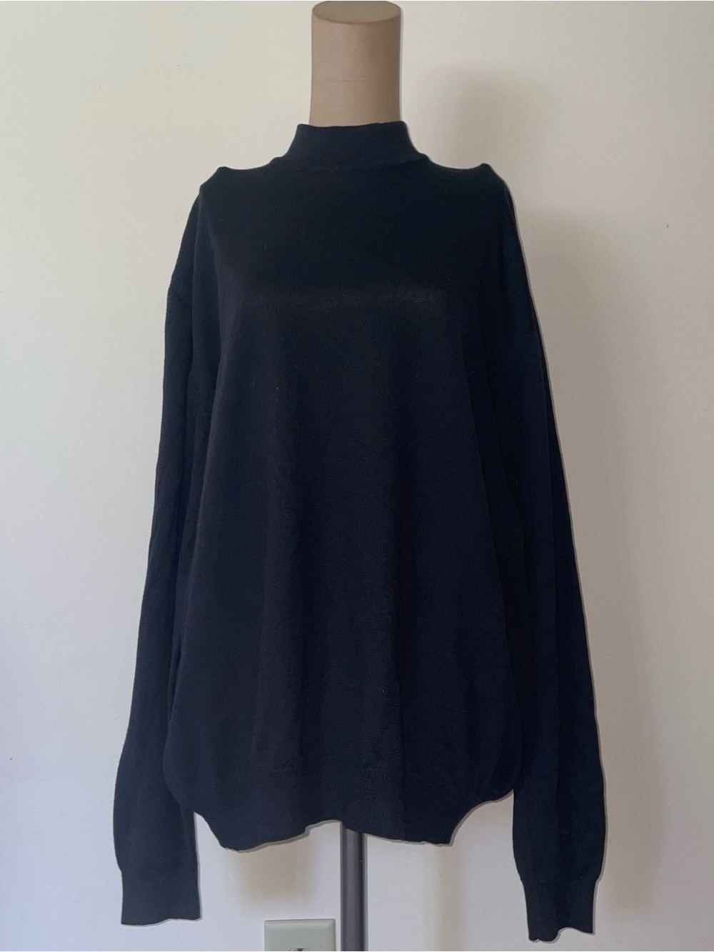 Bachrach Black Men's Mock/Turtleneck Sweater -finemerinowool